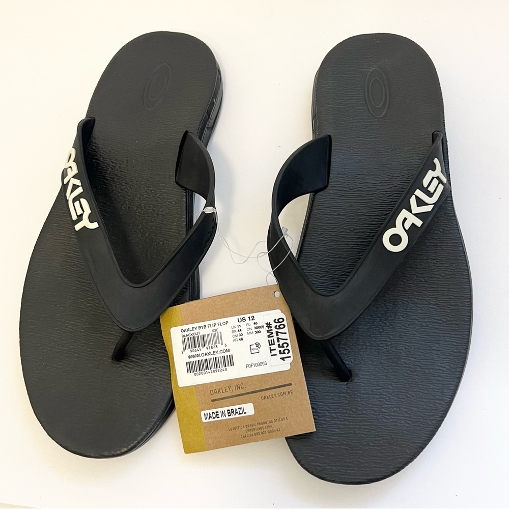 Oakley B1B Flip Flops 12 Blackout Durable Water Repellant Traction Casual NWT